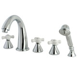 Kingston Brass 5-Piece Roman Tub Faucet with Hand Shower, Polished Chrome