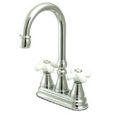 Kingston Brass KS2491PX Two Handle 4" Centerset Bar Faucet without Pop-Up Rod, Polished Chrome
