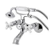 Kingston Brass KS265PXC Kingston Tub Wall Mount Clawfoot Tub Faucet with Hand Shower, Polished Chrome