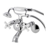 Kingston Brass KS266PXC Kingston Wall Mount Clawfoot Tub Faucet with Hand Shower, Polished Chrome