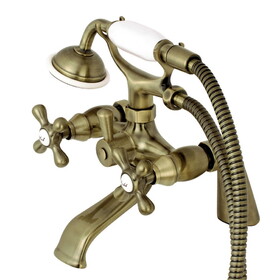 Kingston Brass Kingston Clawfoot Tub Faucet with Hand Shower, Antique Brass KS267AB