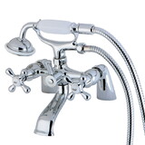 Kingston Brass KS267C Deck Mount Clawfoot Tub Filler with Hand Shower, Polished Chrome