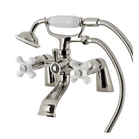 Kingston Brass KS267PXPN Kingston Deck Mount Clawfoot Tub Faucet with Hand Shower, Polished Nickel