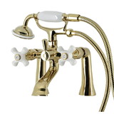 Kingston Brass KS268PXPB Kingston Deck Mount Clawfoot Tub Faucet with Hand Shower, Polished Brass