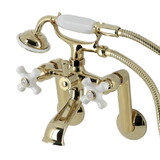 Kingston Brass KS269PXPB Kingston Tub Wall Mount Clawfoot Tub Faucet with Hand Shower, Polished Brass