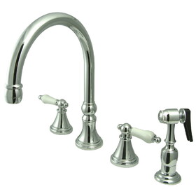 Kingston Brass Widespread Kitchen Faucet, Polished Chrome KS2791PLBS