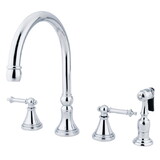 Kingston Brass Templeton Widespread Kitchen Faucet, Polished Chrome