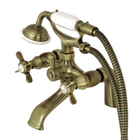 Kingston Brass Essex Clawfoot Tub Faucet with Hand Shower, Antique Brass KS287AB