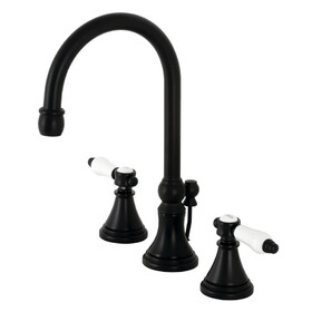 Kingston Brass Bel-Air Widespread Bathroom Faucet with Brass Pop-Up, Matte Black