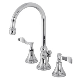 Kingston Brass Century Widespread Bathroom Faucet with Brass Pop-Up, Polished Chrome