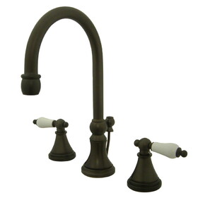 Kingston Brass KS2985PL Two Handle 8" to 16" Widespread Lavatory Faucet with Brass Pop-up, Oil Rubbed Bronze