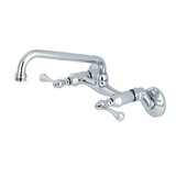 Kingston Brass Two-Handle Adjustable Center Wall Mount Kitchen Faucet, Polished Chrome KS300C