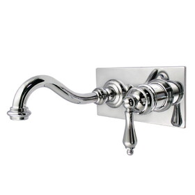 Kingston Brass KS3111AL Vintage Single-Handle 2-Hole Wall Mount Bathroom Faucet, Polished Chrome