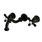 Kingston Brass Vintage 2-Handle Wall Mount Bathroom Faucet, Matte Black KS3120AX