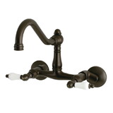Kingston Brass KS3225PL Double Handle Wall Mount Kitchen Faucet, Oil Rubbed Bronze