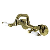 Kingston Brass Two-Handle Wall Mount Bar Faucet, Antique Brass KS512AB