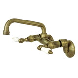 Kingston Brass Kingston Two Handle Wall Mount Kitchen Faucet, Antique Brass KS513AB