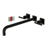 Kingston Brass Kaiser Wall Mount Tub Faucet, Matte Black KS6040CKL