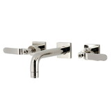 Kingston Brass KS6126KL Whitaker Two-Handle 3-Hole Wall Mount Bathroom Faucet, Polished Nickel