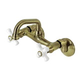 Kingston Brass Two-Handle Wall Mount Bar Faucet, Antique Brass KS612AB