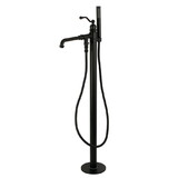 Kingston Brass English Country Freestanding Tub Faucet with Hand Shower, Matte Black KS7030ABL