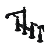 Kingston Brass Duchess Bridge Kitchen Faucet with Brass Sprayer, Matte Black KS7270PKLBS