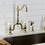 Kingston Brass KS7752PXBS English Country Bridge Kitchen Faucet with Brass Sprayer, Polished Brass