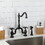 Kingston Brass KS7755TXBS French Country Bridge Kitchen Faucet with Brass Sprayer, Oil Rubbed Bronze