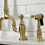 Kingston Brass KS7757PLBS English Country Bridge Kitchen Faucet with Brass Sprayer, Brushed Brass