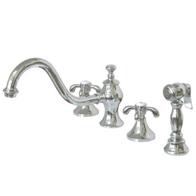 Kingston Brass Widespread Kitchen Faucet, Polished Chrome KS7761TXBS