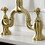 Kingston Brass KS7797PLBS English Country Bridge Kitchen Faucet with Brass Sprayer, Brushed Brass