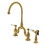 Kingston Brass KS7797PLBS English Country Bridge Kitchen Faucet with Brass Sprayer, Brushed Brass