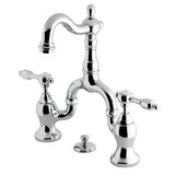 Kingston Brass Tudor Bridge Bathroom Faucet with Brass Pop-Up, Polished Chrome KS7971TAL