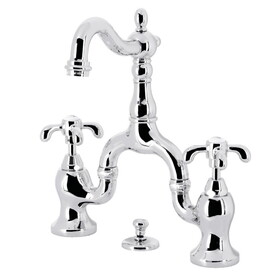 Kingston Brass KS7971TX French Country Bridge Bathroom Faucet with Brass Pop-Up, Polished Chrome