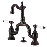 Kingston Brass KS7975PL English Country Bridge Bathroom Faucet with Brass Pop-Up, Oil Rubbed Bronze