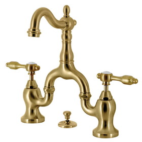 Kingston Brass KS7977TAL Tudor Bridge Bathroom Faucet with Brass Pop-Up, Brushed Brass