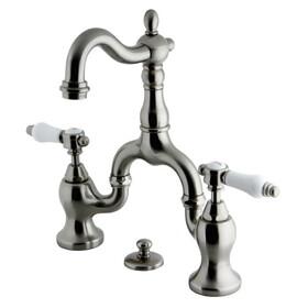 Kingston Brass KS7978BPL Bel-Air Bridge Bathroom Faucet with Brass Pop-Up, Brushed Nickel