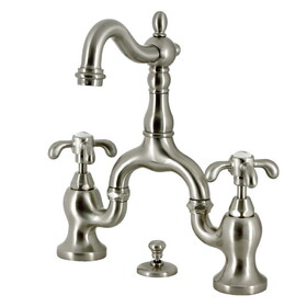 Kingston Brass KS7978TX French Country Bridge Bathroom Faucet with Brass Pop-Up, Brushed Nickel
