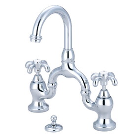 Kingston Brass KS7991TX French Country Bridge Bathroom Faucet with Brass Pop-Up, Polished Chrome