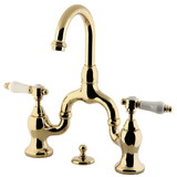 Kingston Brass KS7992BPL Bel-Air Bridge Bathroom Faucet with Brass Pop-Up, Polished Brass