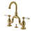 Kingston Brass KS7997PL English Country Bridge Bathroom Faucet with Brass Pop-Up, Brushed Brass