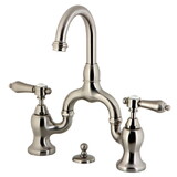 Kingston Brass KS7998BAL Heirloom Bridge Bathroom Faucet with Brass Pop-Up, Brushed Nickel