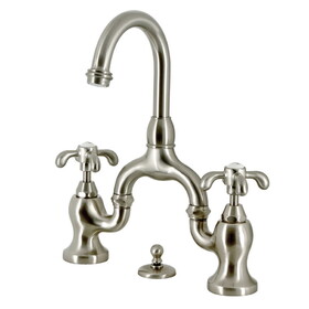 Kingston Brass KS7998TX French Country Bridge Bathroom Faucet with Brass Pop-Up, Brushed Nickel