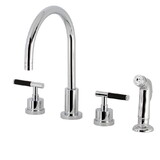 Kingston Brass Kaiser Widespread Kitchen Faucet with Plastic Sprayer, Polished Chrome