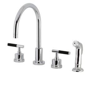Kingston Brass Kaiser Widespread Kitchen Faucet with Plastic Sprayer, Polished Chrome