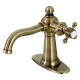 Kingston Brass Nautical Single-Handle Bathroom Faucet with Push Pop-Up, Antique Brass KSD154BXAB