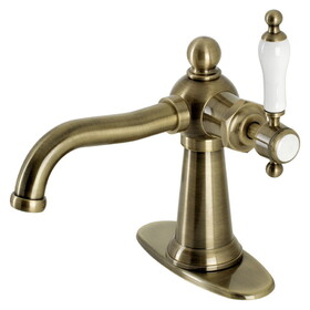 Kingston Brass Nautical Single-Handle Bathroom Faucet with Push Pop-Up, Antique Brass KSD154KLAB