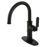 Kingston Brass Whitaker Single-Handle Bathroom Faucet with Push Pop-Up, Matte Black KSD2230KL