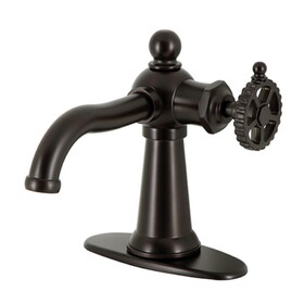 Kingston Brass Fuller Single-Handle 1-Hole Deck Mount Bathroom Faucet with Push Pop-Up and Deck Plate, KSD3545CG