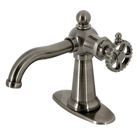 Kingston Brass KSD354CGVN Fuller Single-Handle Bathroom Faucet with Push Pop-Up, Black Stainless